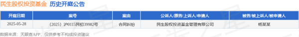 正规配资知识网 民生股权投资基金作为原告/上诉人的1起涉及合同纠纷的诉讼将于2025年5月28日开庭